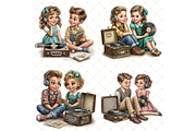 Record Playing Clipart JPG, a Person Illustration by Memories By Lea (Thumbnail 3 of 17)