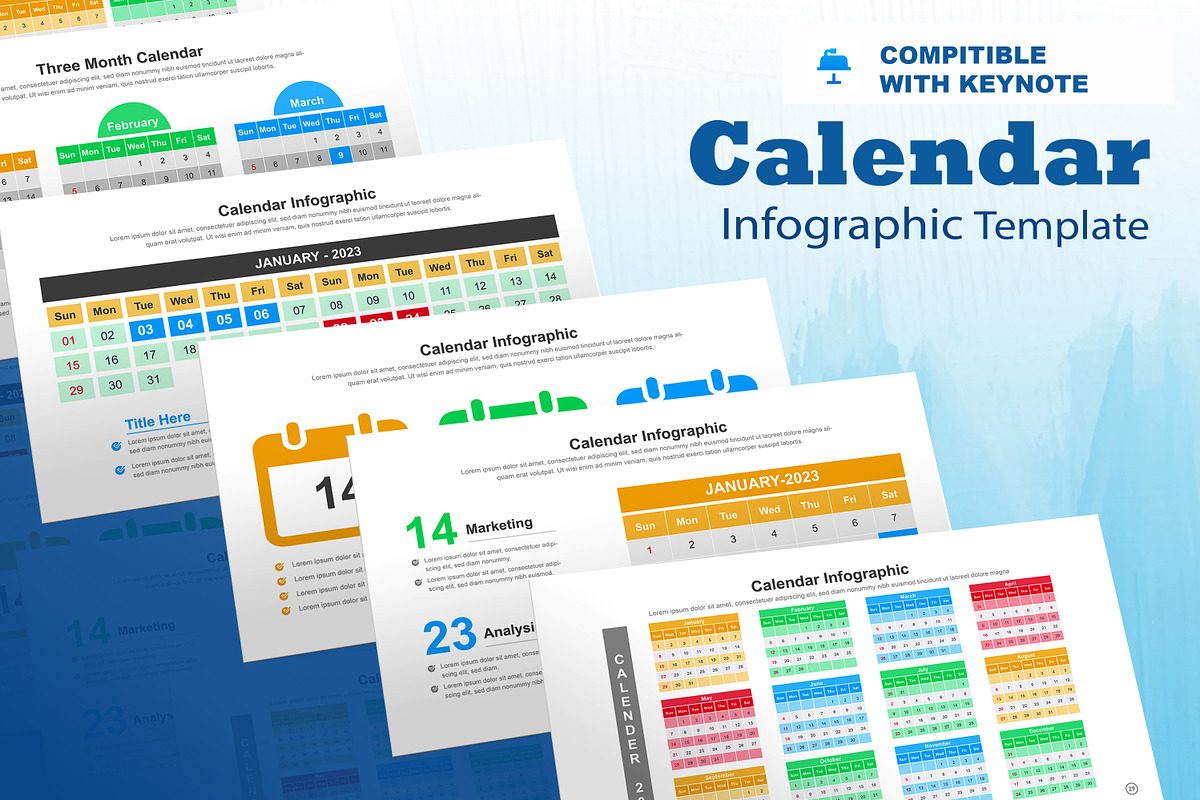 Calendar Infographic Keynote, a Templates & Theme by Mighty-Slide (Photo 1 of 9)