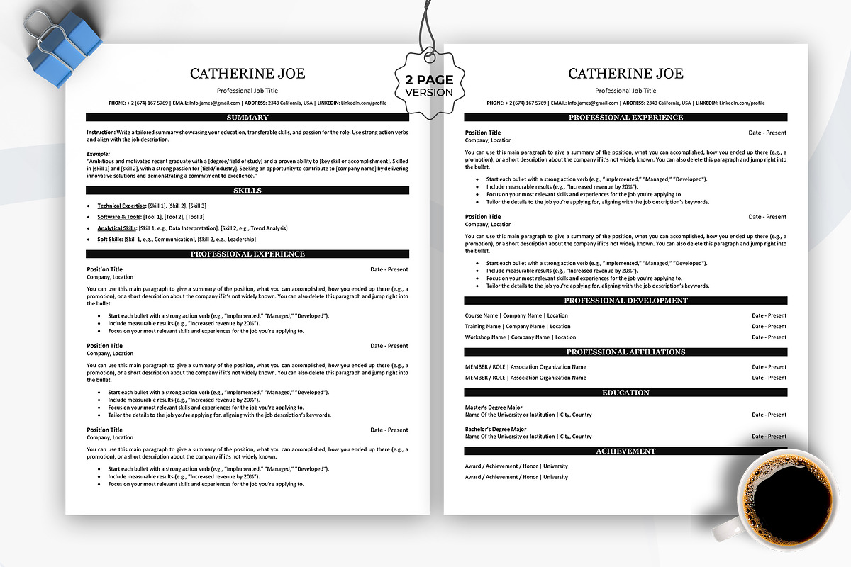ATS resume | google docs | MS word, a Resume Template by Design_Xlab (Photo 2 of 10)