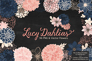 Navy & Pink Dahlia Clipart, an Illustration by Amanda Ilkov (Thumbnail 2 of 4)