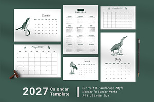 Printable Calendar Template 2027, a Stationery Template by Design Zone