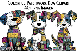 Colorful Patchwork Dog Clipart, an Illustration by Pixels.Craft