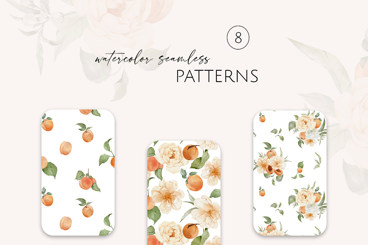 Apricots & Flowers watercolor summer, a Seasonal Illustration by Yuliia Lashevska (Photo 8 of 11)