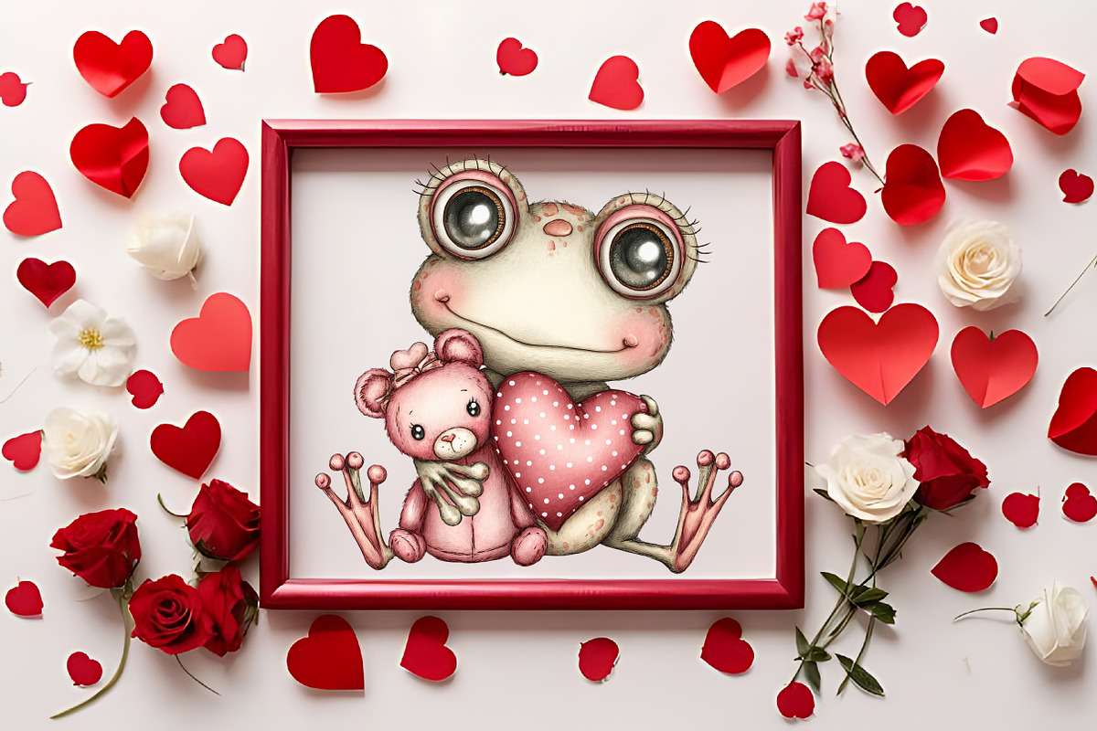 Cute Frog Love Day Clipart, an Illustration by RobertsArt (Photo 2 of 7)
