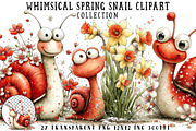 Whimsical Spring Snail Clipart, an Illustration by OK Design (Thumbnail 1 of 6)