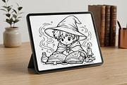 Cute Wizard Coloring Book Page Vol9, a Seasonal Illustration by ikarifq shop (Thumbnail 5 of 5)