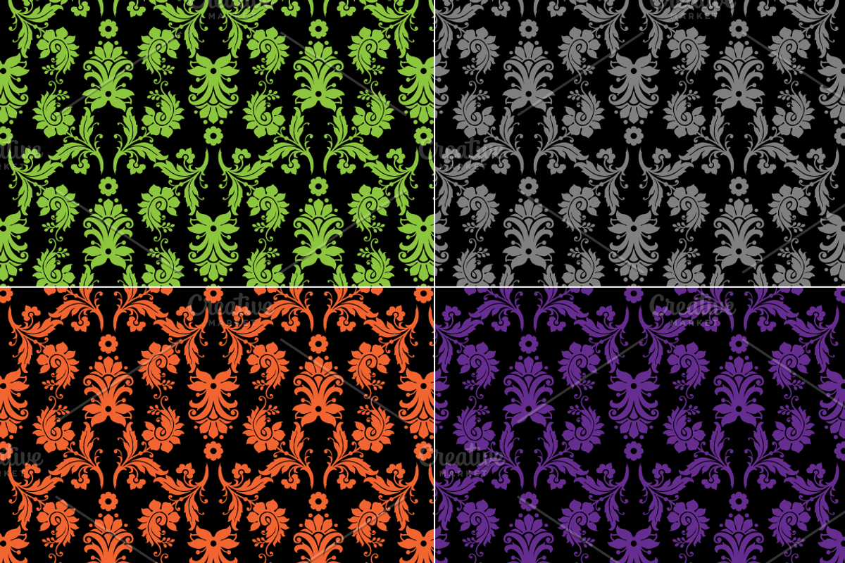 Seamless Halloween Damask Patterns preview 4