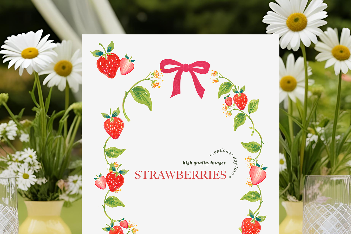 Bow Summer Strawberry Clipart, an Illustration by Sunflower Day Love (Photo 4 of 6)