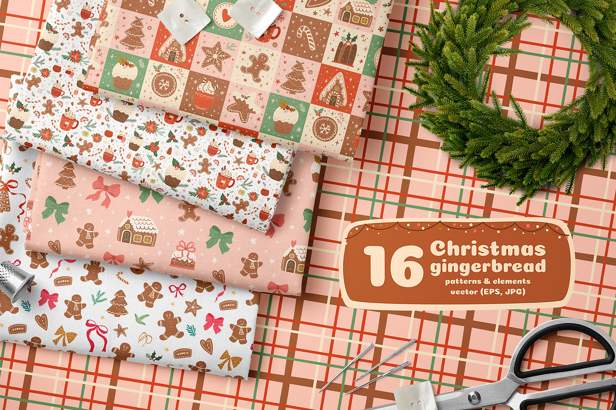 Christmas gingerbread patterns, a Pattern Graphic by Tani Kuzminka (Photo 1 of 20)