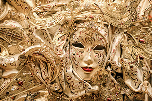 Traditional golden Venetian mask, an Arts & Entertainment Photo by BOOCYS