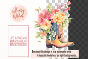 Floral Cowboy Boots Watercolor, a Decorative Illustration by Whimsy & Wishes (Thumbnail 6 of 7)