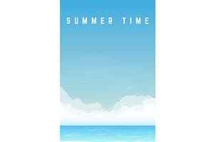 Summer time ocean banner, an Illustration by SkyVectors