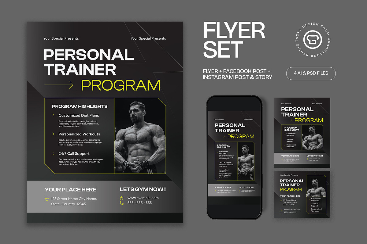 Personal Trainer Program Flyer, a Flyer Template by graphicook (Photo 1 of 3)