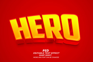 Hero 3d Editable Text Effect PSD