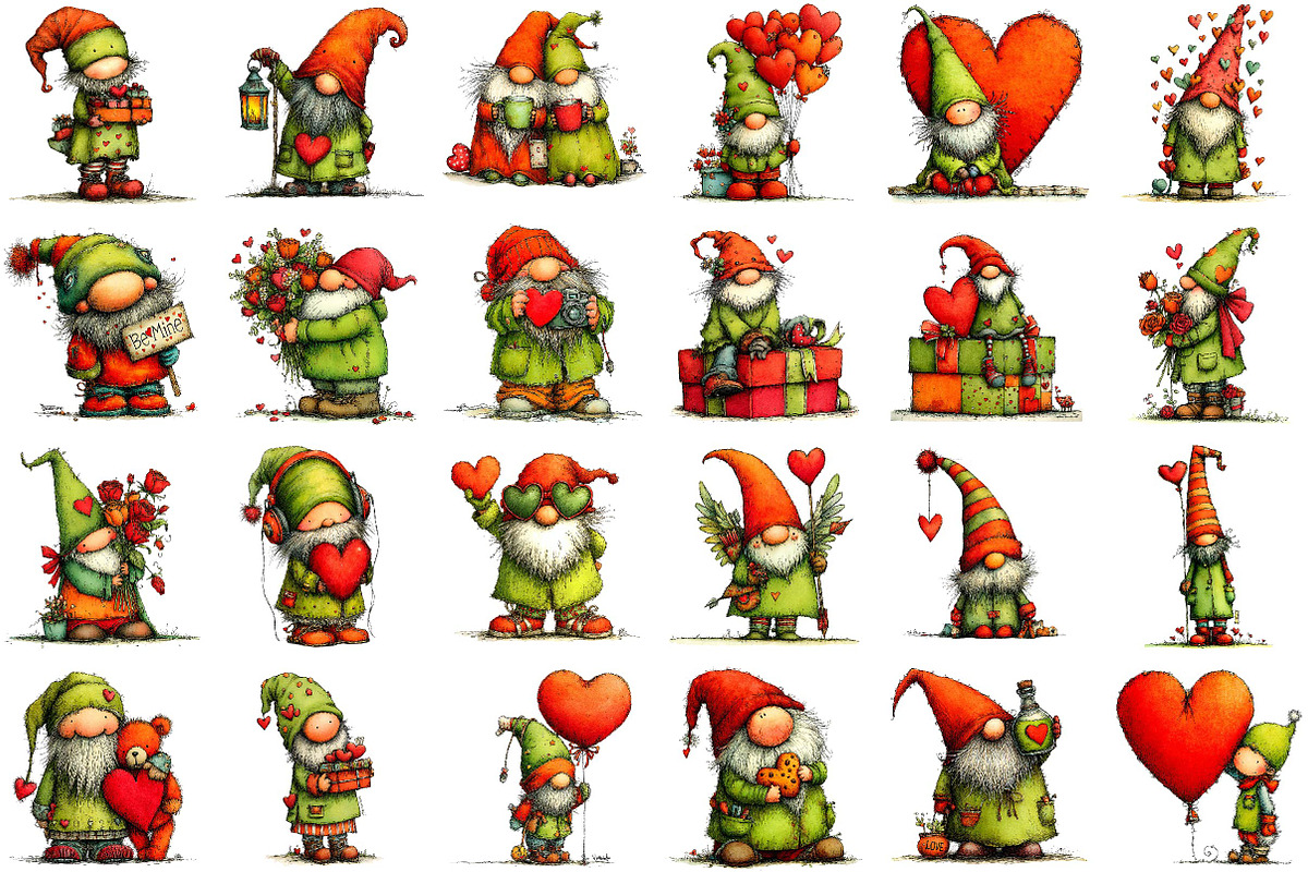 Whimsical Valentine Day Gnome Clipar, an Illustration by Sublimation Artist (Photo 2 of 6)