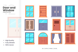 Door and Window Element Set, an Object Graphic by Upnowgraphic
