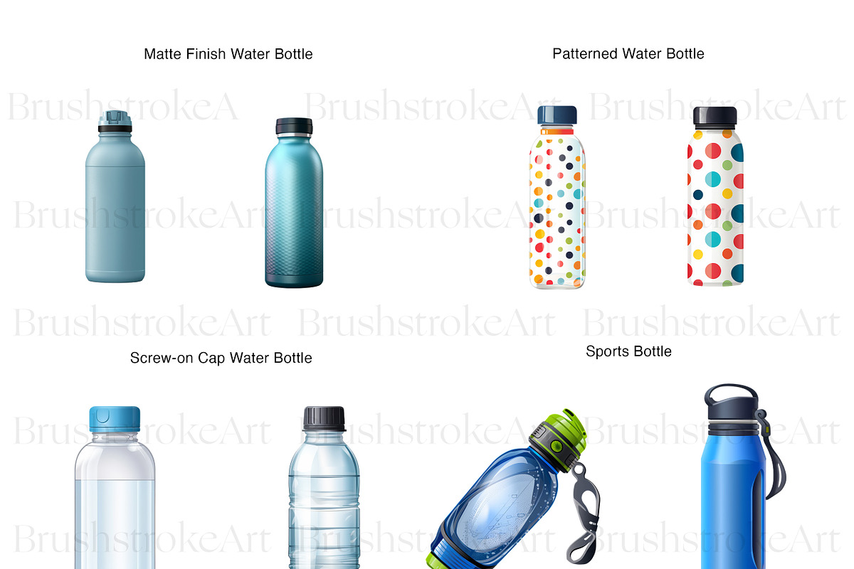 Water Bottle Clipart, Vintage Bottle, an Object Illustration by BrushstrokeArtGB (Photo 4 of 9)