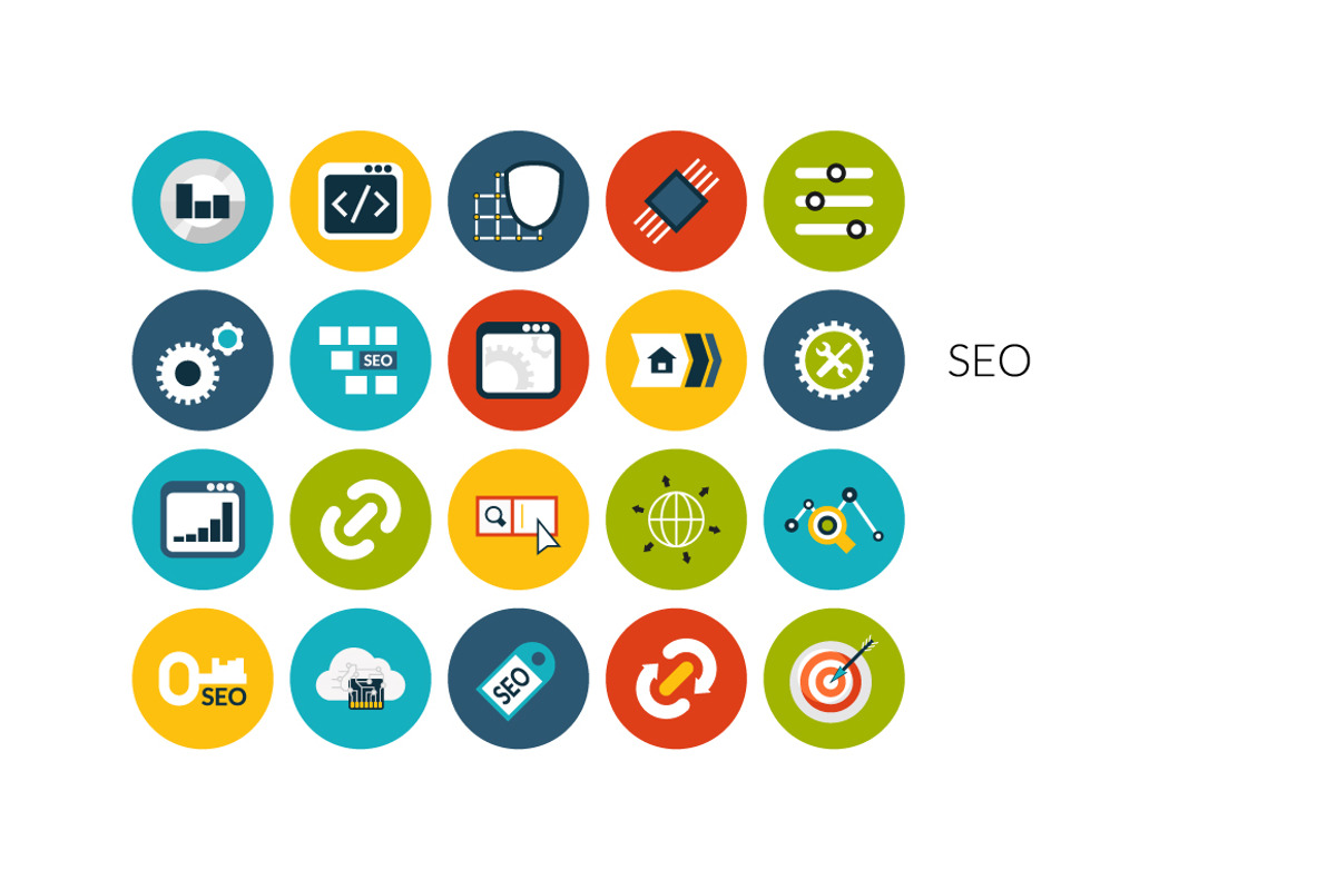 Flat icons set - SEO and Development
