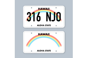 License plate of hawaii. Car number, a Decorative Illustration by DG-Market