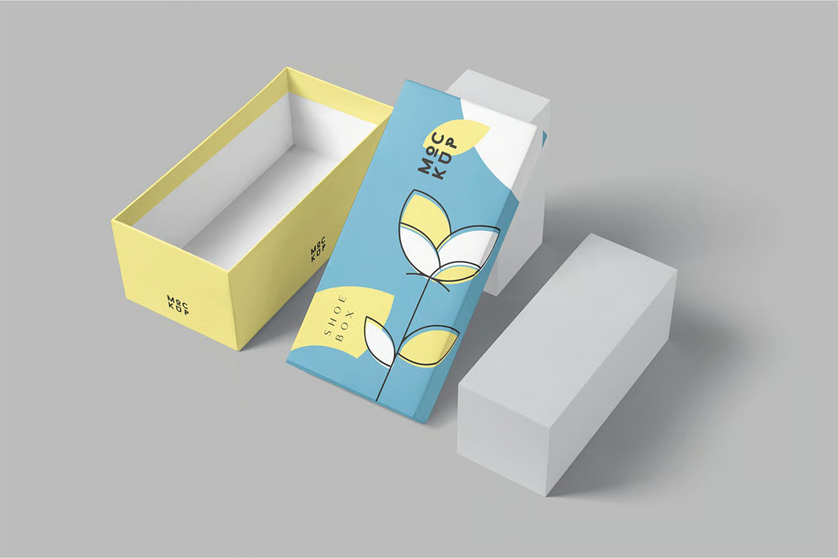Wide Rectangular Shoes Box Mockup, a Packaging Mockup by megostudi0 (Photo 6 of 8)