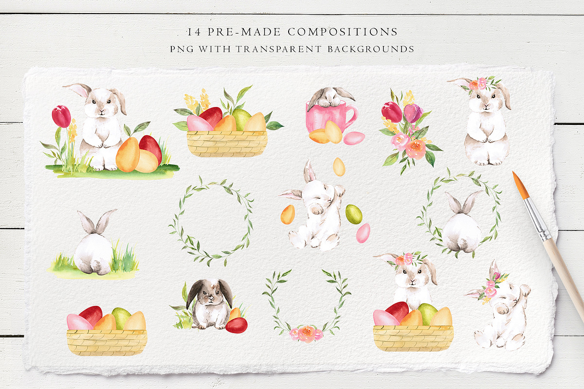 Watercolor Easter bunny, a Seasonal Illustration by LeriaArt watercolor (Photo 6 of 13)