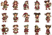 Quirky Christmas Cute Girl Clipart, an Illustration by designcity5 (Thumbnail 2 of 5)