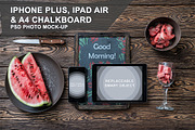 Iphone, Ipad and Chalkboard Mockup, an iPhone Mockup by mockupgeek (Thumbnail 1 of 4)