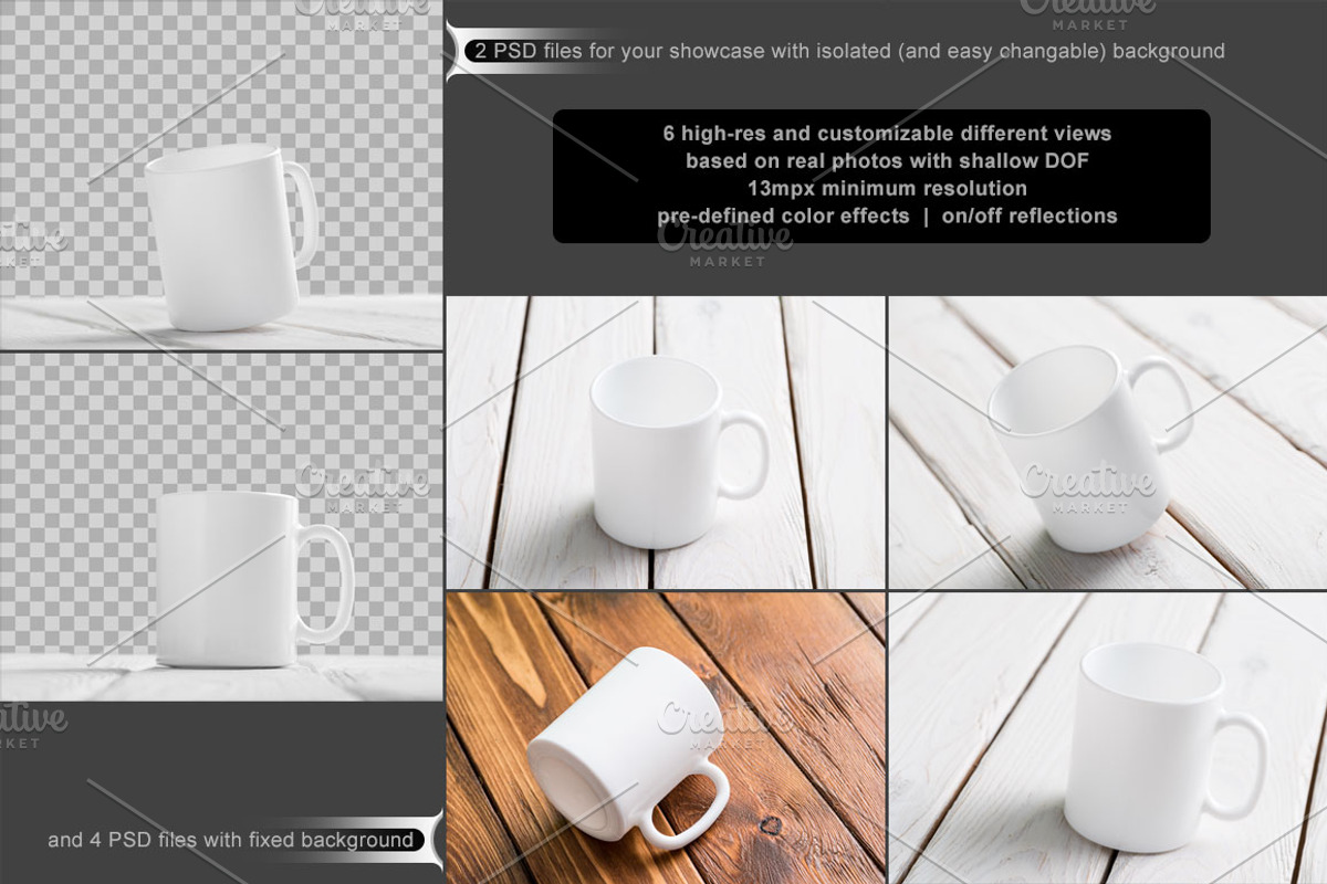 White Mug Mockup Set - 6 photos, a Cups & Container Mockup by mockupgeek (Photo 2 of 6)