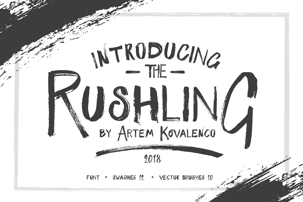 RUSHLING textured font +Vector bonus