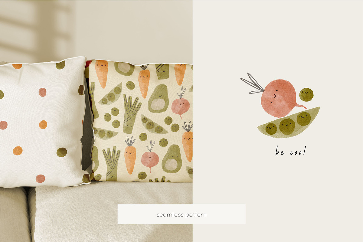 Cute cartoon watercolor vegetables, a Food Illustration by Cute And Wild (Photo 2 of 7)
