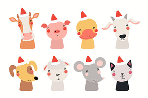 Cute animals Christmas set, an Animal Illustration by sceptical cactus