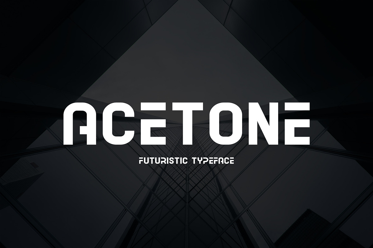 Acetone – Futuristic Font, a Font by Typefactoryco (Photo 1 of 10)