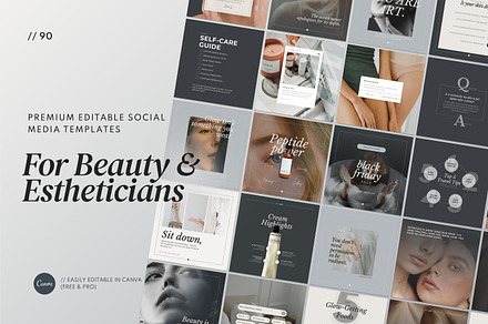 Esthetician Instagram Templates, a Social Media Template by Glow Muse Studio