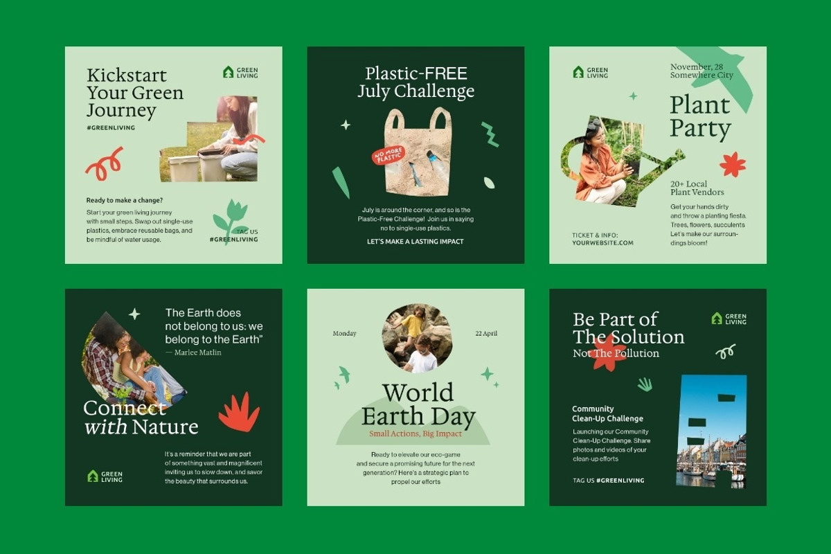 Eco-Living Instagram Post Template, a Social Media Template by FDR Studio (Photo 2 of 3)