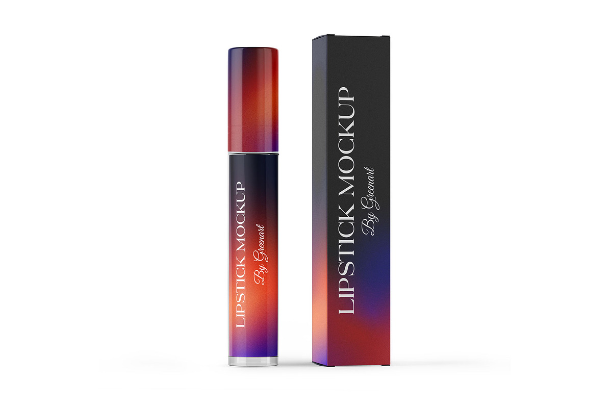 Lipstick Tube with Box Mockup, a Product Mockup by Green Art (Photo 1 of 5)