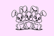 Cheerful Rabbit Line Art Drawing, a Graphic by Annudesign (Thumbnail 2 of 9)