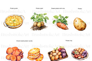 Watercolor Potato Clipart, Food PNG