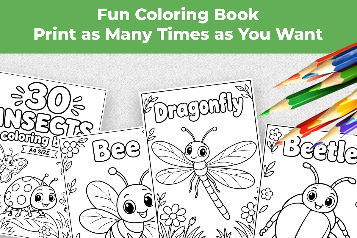 Insect Coloring Book for Kids, an Education Illustration by Mohammad Sarfaraz (Photo 9 of 13)