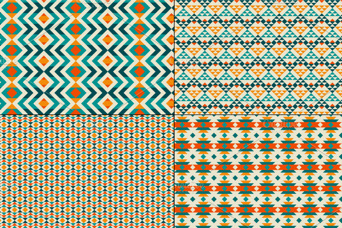 Blue Orange Southwestern Patterns, a Pattern Graphic by Melissa Held Designs (Photo 4 of 4)