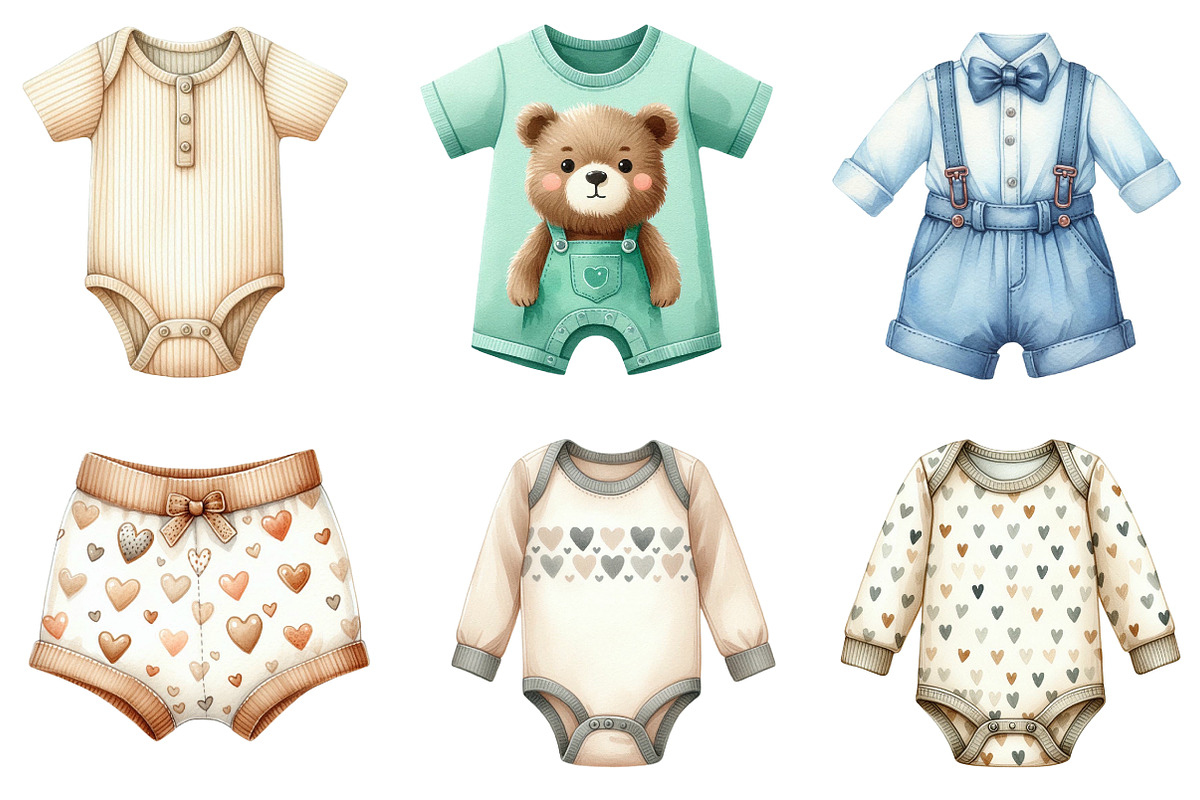 Baby clothes watercolor clipart, an Illustration by CreationArt (Photo 6 of 6)