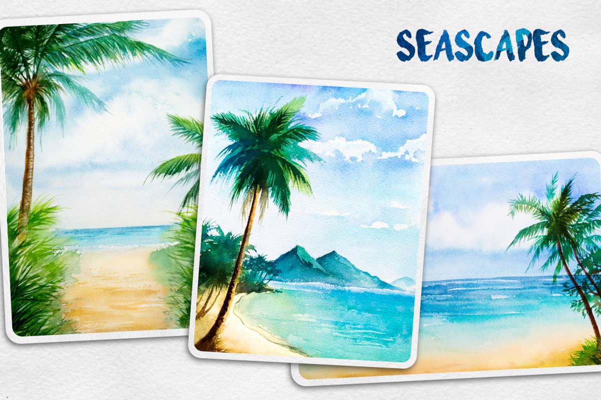 Surfing. Watercolor set., an Illustration by AlexGreenArt (Photo 4 of 5)