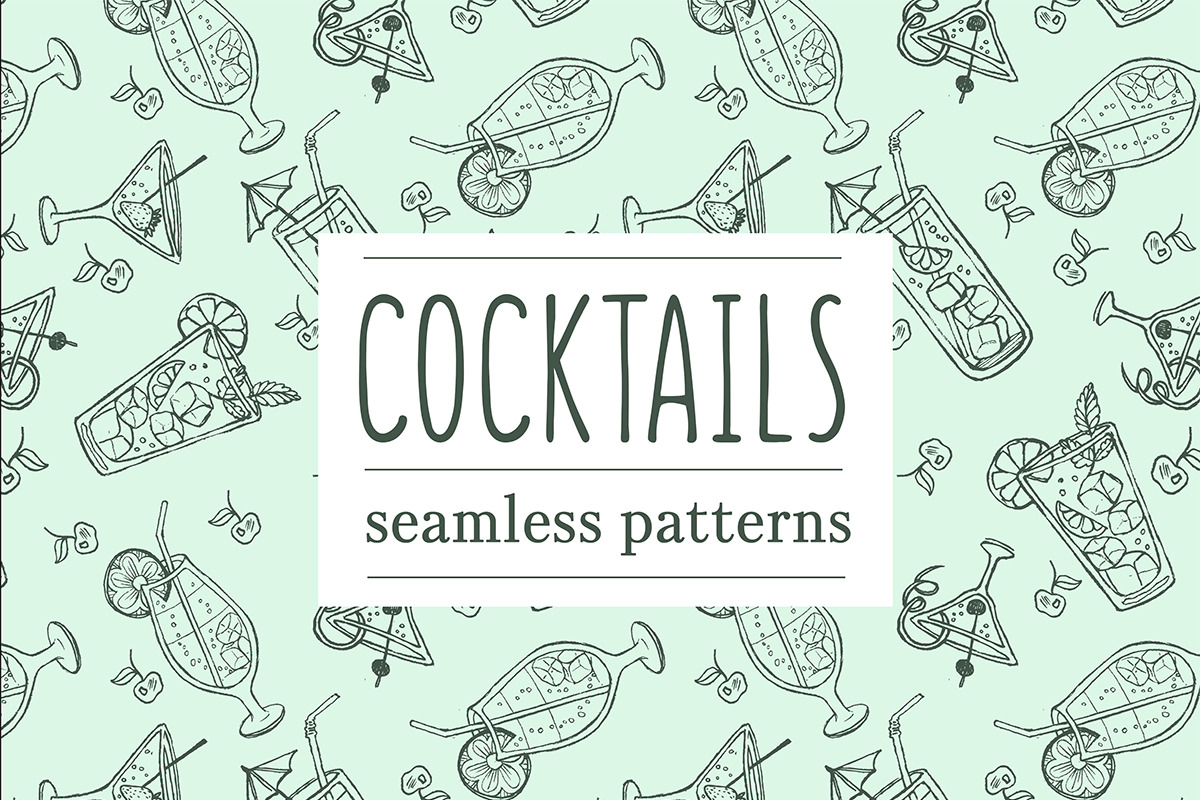 Doodle cocktail patterns and menu, a Pattern Graphic by Mehendra Art (Photo 1 of 4)