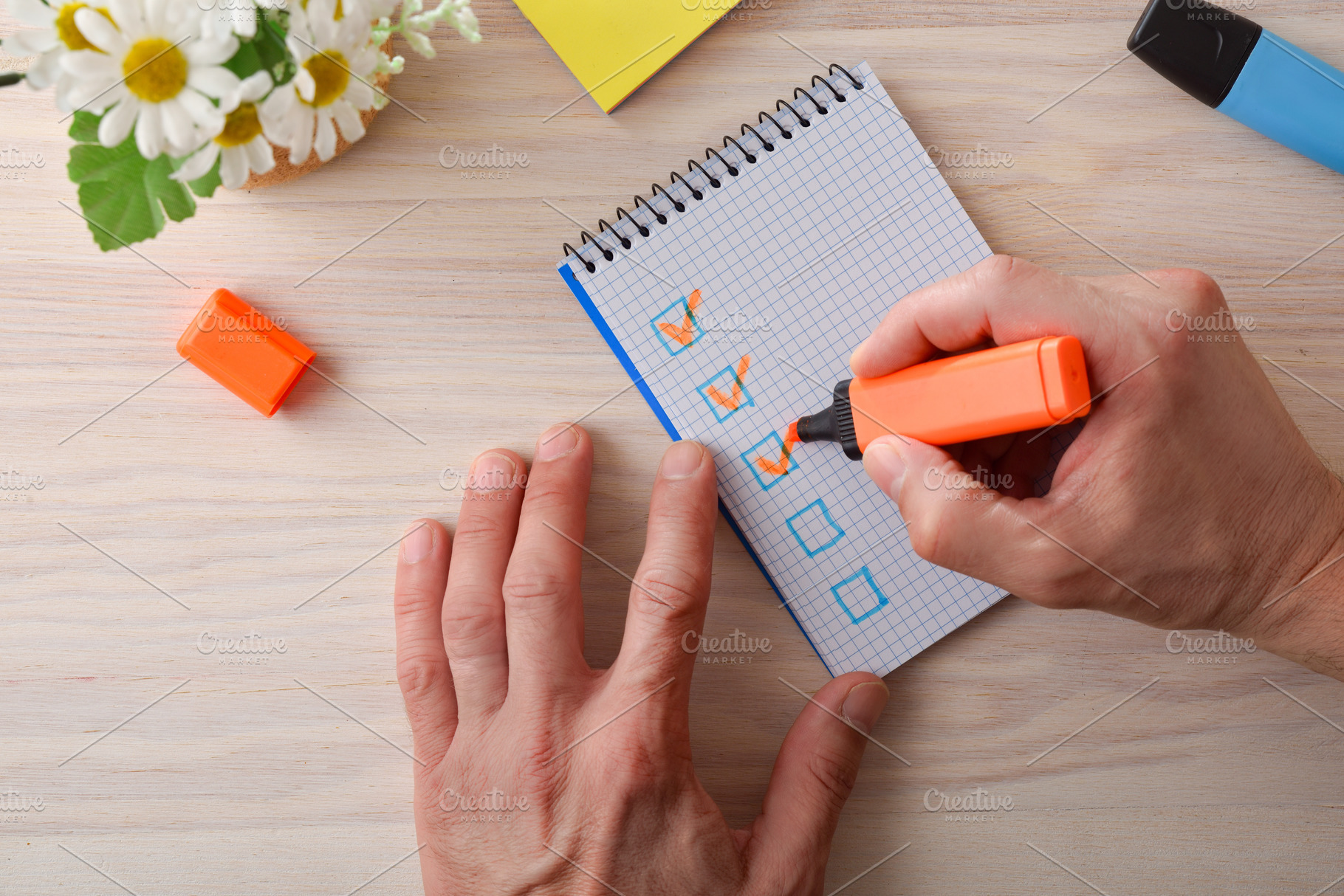 Hand Checking Tasks on Grid Notebook, a Business Photo by Davizro's Market