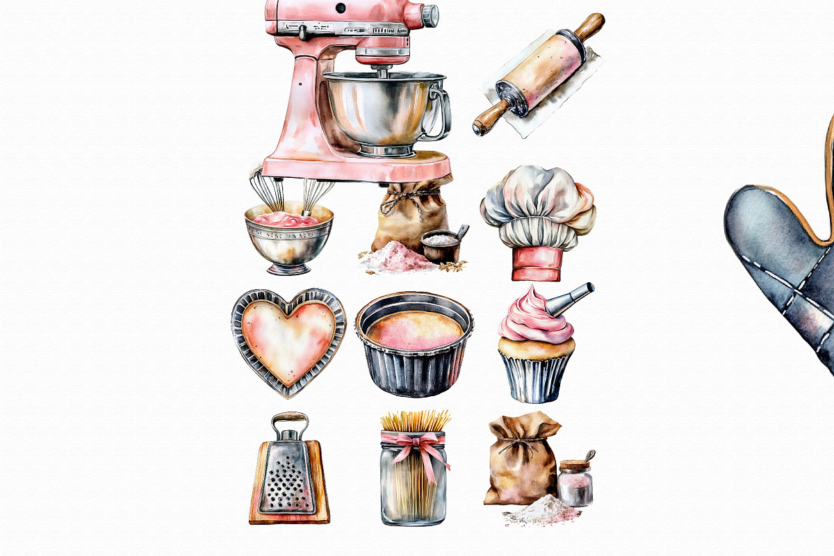 Watercolor Bakery Cooking clipart, an Illustration by Libby Wishes (Photo 2 of 4)