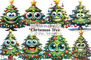 Funny Christmas Tree Clipart, an Illustration by CraftArtStudio (Thumbnail 1 of 6)