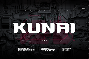 KUNAI Display Font. Futuristic Type
