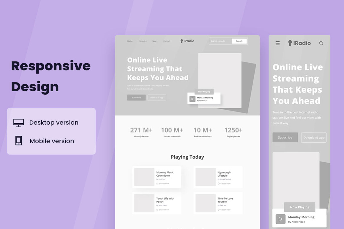 Radio Station Wireframe Website, a Wireframe Template by INSPR STD (Photo 5 of 6)