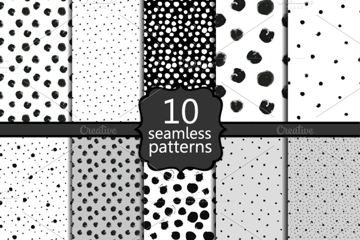 10 seamless black and white patterns