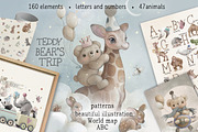Animal ABC World map watercolor set, an Animal Illustration by TanyaSchuka (Thumbnail 1 of 22)