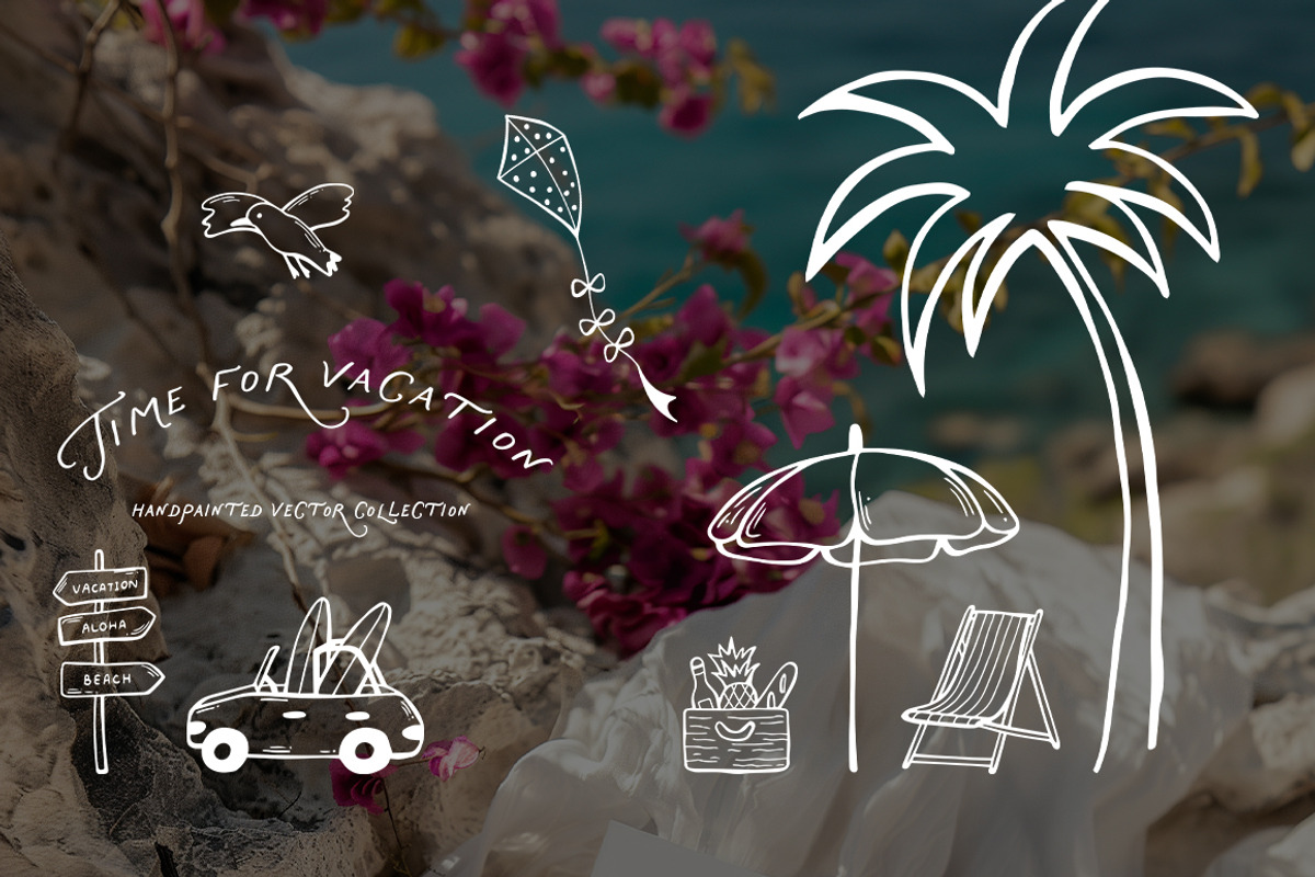 Time For Vacation Whimsical Set, an Object Illustration by ViktoriyaD (Photo 2 of 15)